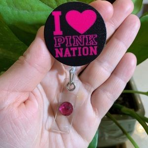 I love Pink Nation Badge Holder